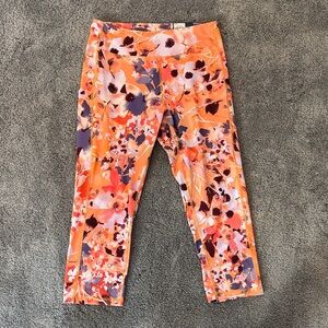TEK GEAR Orange Floral Capri Leggings